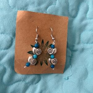 Silver and Blue Shell Earrings
